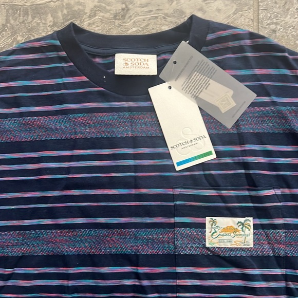 Scotch & Soda Structured Stripe Tee, Size M New w/Tag - Picture 5 of 10